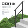 VEVOR Handrails for Outdoor Steps, 2-3 Step Stair Hand Rail Kit, Transitional Carbon Steel Railings with Installation Kit, Stair Rails for Seniors