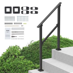 VEVOR Handrails for Outdoor Steps, 2-3 Step Stair Hand Rail Kit, Transitional Carbon Steel Railings with Installation Kit, Stair Rails for Seniors