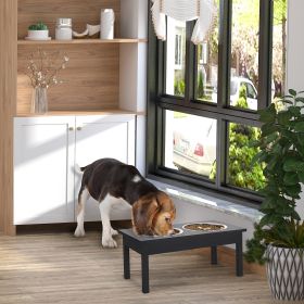 23" Heavy Duty Dog Food Bowls Pet Elevated Feeding Station (Option: Black-650x370x140 mm)